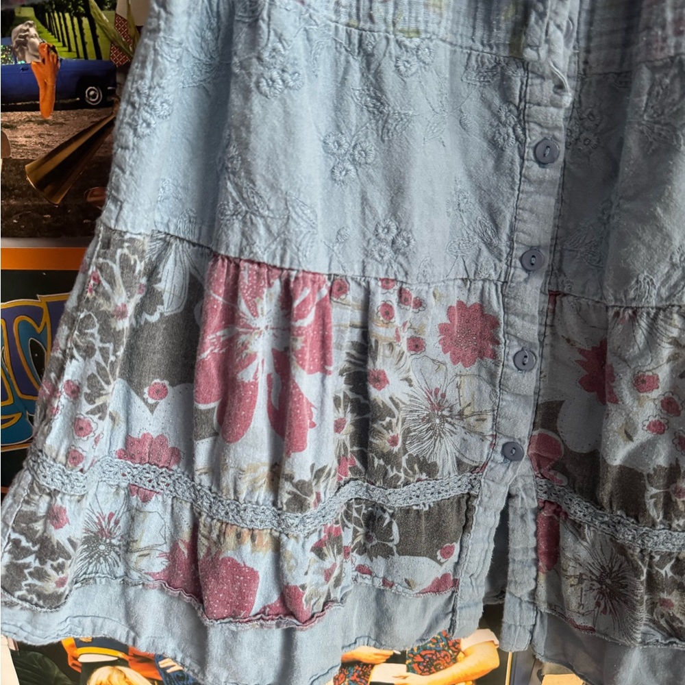 Bohemian Blue Floral Dress - Picture 2 of 6